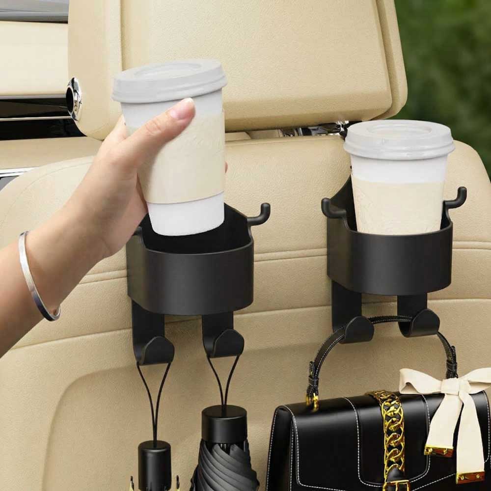 다온뷰 차량용 뒷자석 헤드레스트 컵홀더 핸드폰 거치 가방걸이, 블랙, 2개 9,600원