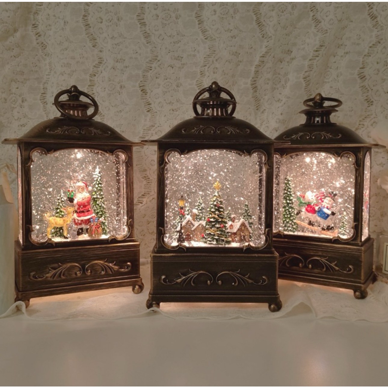 직사각 랜턴 크리스마스 LED장식 오르골 납작사각 산타 무드등 인테리어 장식품, 납작사각눈사람 45,800원