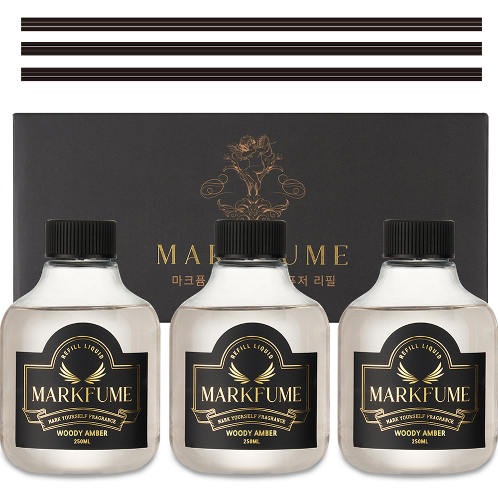마크퓸 골드에디션 대용량 디퓨저 리필 3p + 리드 스틱 3p 세트, 우디앰버, 1세트, 250ml 14,800원