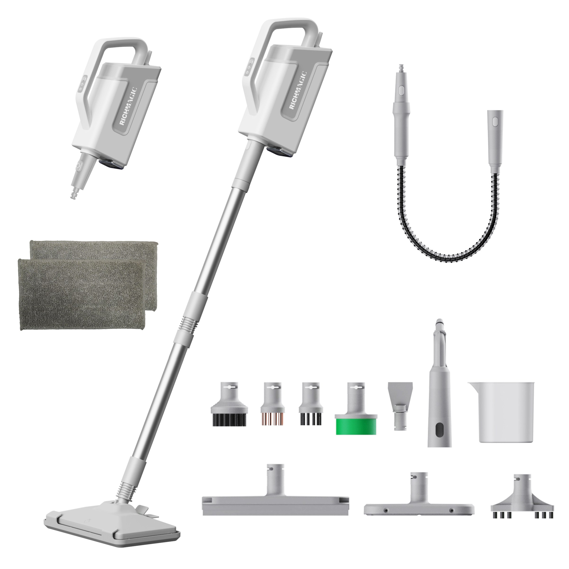 [국내발송] RichMagic 15in1 멀티 살균 스팀청소기 25초 즉열식 스팀 클리너 다용도 고온 스팀 청소기 주방 기름때 세척기, 흰색, HEB-805D 129,850원