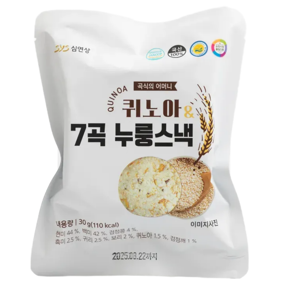 심연상 퀴노아 7곡 누룽스낵 30g * 30봉, 30g, 30개 48,000원