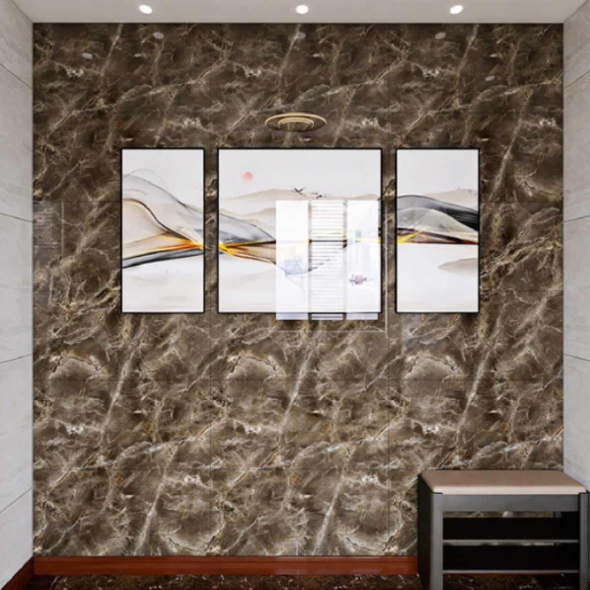 르아밀로 붙이는 벽지 방수 데코 타일 폼블럭 대리석 시트지, 딥 브라운 18,000원