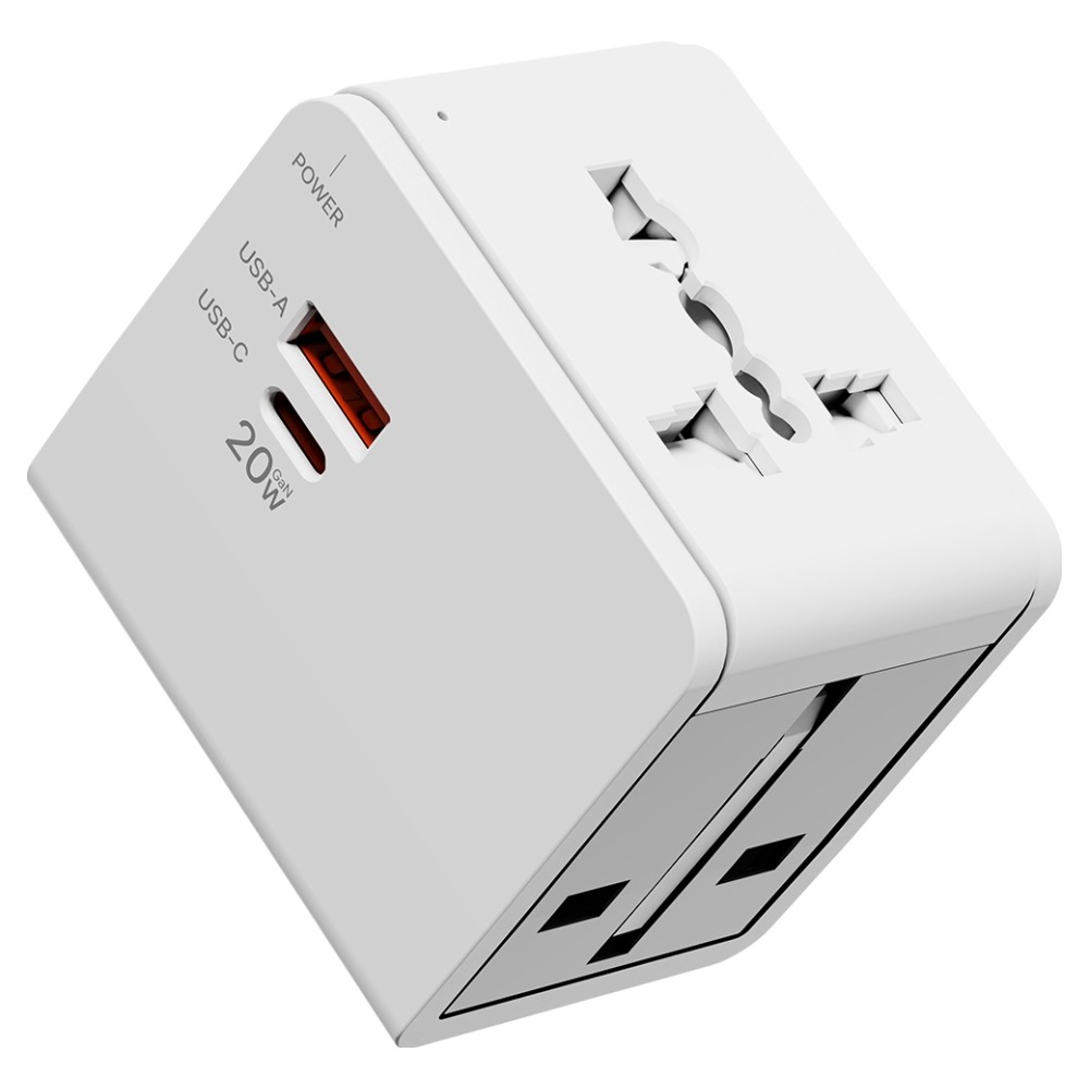 누아트 Gan PD 20W 고속충전 해외 여행용 멀티 어댑터 2포트 C타입 + USB 포트 화이트, 1개 10,900원