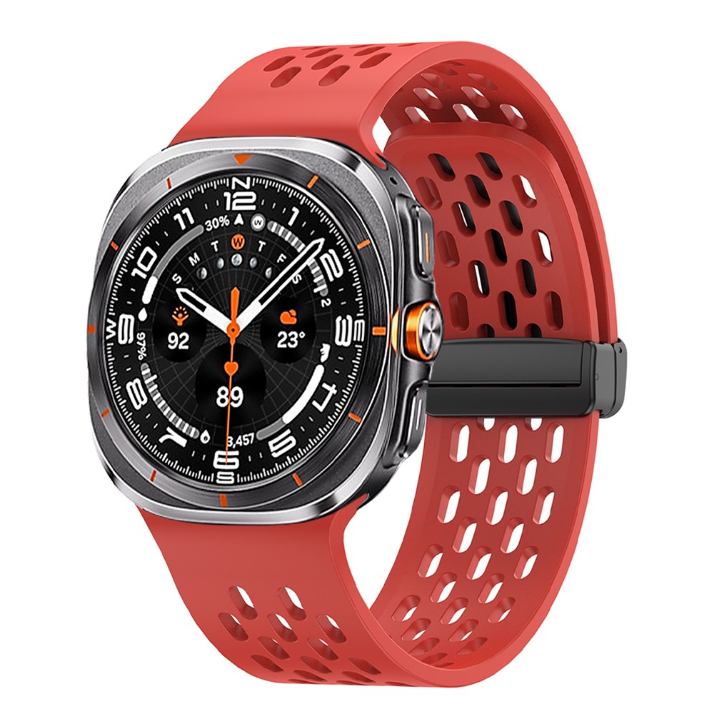 Sujunex 갤럭시 워치 울트라 호환 멀티 타공 실리콘 밴드 마그네틱 버클 통기성 스포츠용, 1개, 8# 레드 8,800원