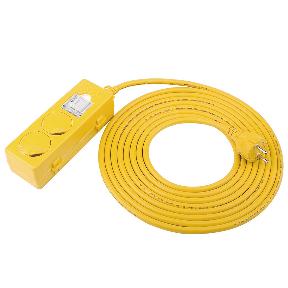 동양 국산 접지 산업용 캠핑용 연장선 코드연장 2구 멀티탭, 옐로우, 1개, 20m 48,500원