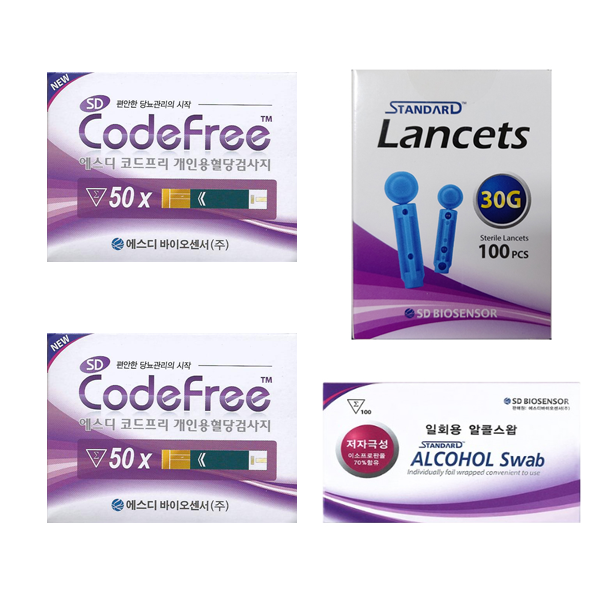에스디바이오센서 코드프리 혈당시험지 세트 (시험지100매+침100개+솜100매) SW 28,900원