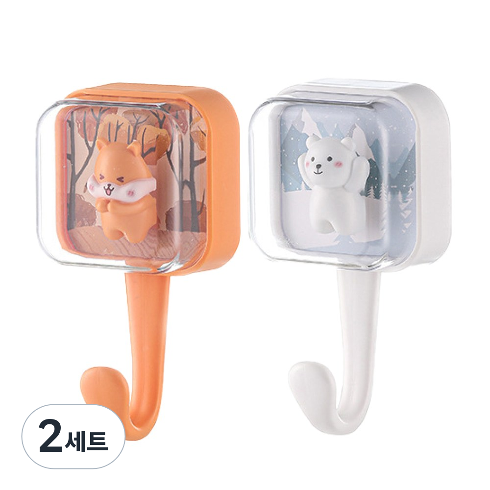 무디 무타공 고리 캐릭터 흔들 걸이 후크, 다람쥐+백곰, 2세트 13,900원