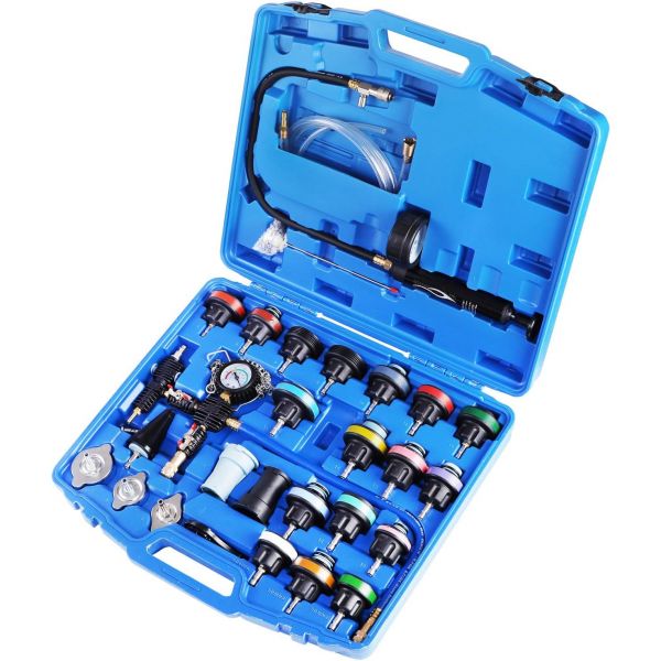 JIFETOR 라디에이터 냉각수 압력 테스터 진공 리필 도구 키트 28PCS 자동차 냉각 시스템 누출 테스트 및 어댑터 캡이 포함된 공압 퍼지 충전 세트 공수 트럭용 범용 261,200원