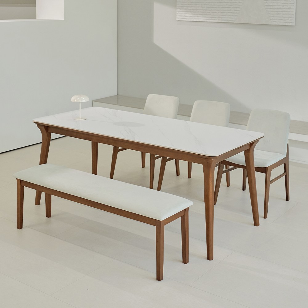 루나 포세린 세라믹 원목 6인 식탁세트 1800 의자+벤치형 IKLN2A 699,000원