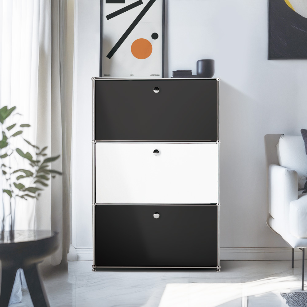 이가페 미드센츄리 모듈 모노 1 x 3 베이직 수납장 콤비 방문설치, 블랙 + 화이트 + 블랙 845,000원