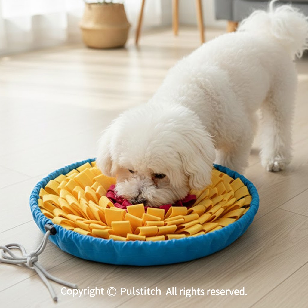 펄스티치 강아지 풀밭 잔디 노즈워크 장난감 파우치형 신형, 1개, 블루옐로우 14,500원