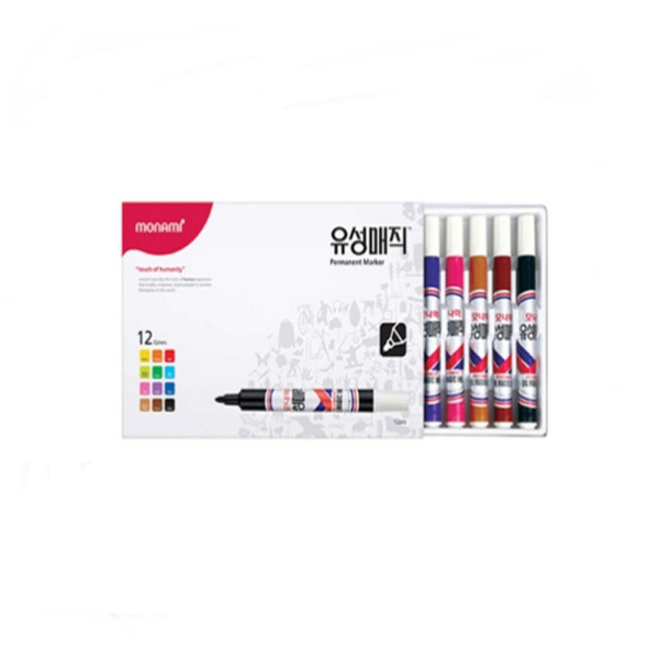 모나미 유성매직(둥근촉) 12색 세트 9,600원