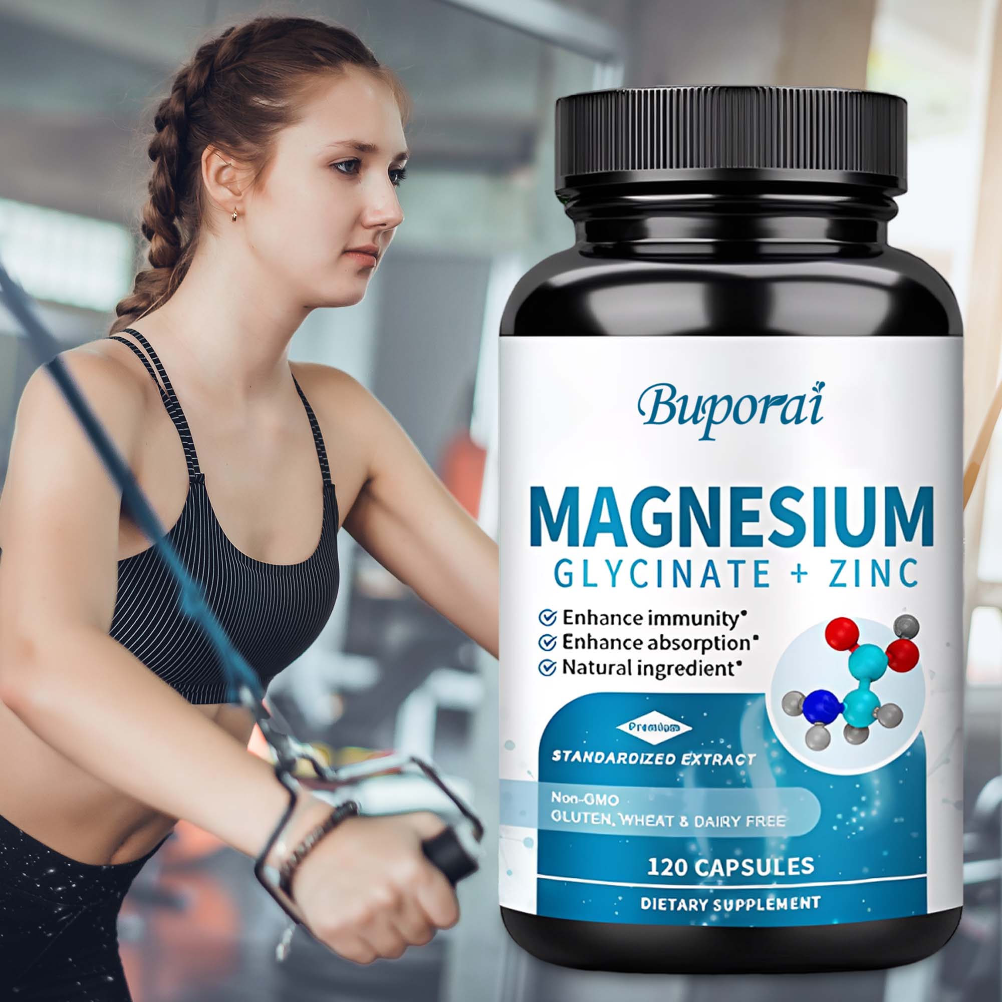 마그네슘 글리시네이트 캡슐 - 아연, 비타민 B6, 비타민 D3가 함유된 트리플 마그네슘 복합제, 1개, 60정 17,810원