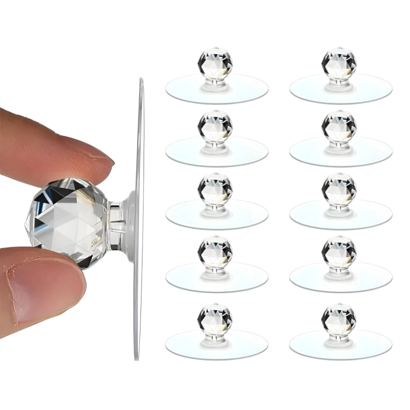 투명 무타공 크리스탈 손잡이 흡착식 후크 10P 세트 7,500원