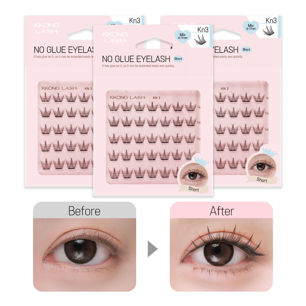 꽁래쉬 노글루속눈썹 가닥 눈썹 kn3 (드라마), 3개, 롱 11-14mm 29,700원