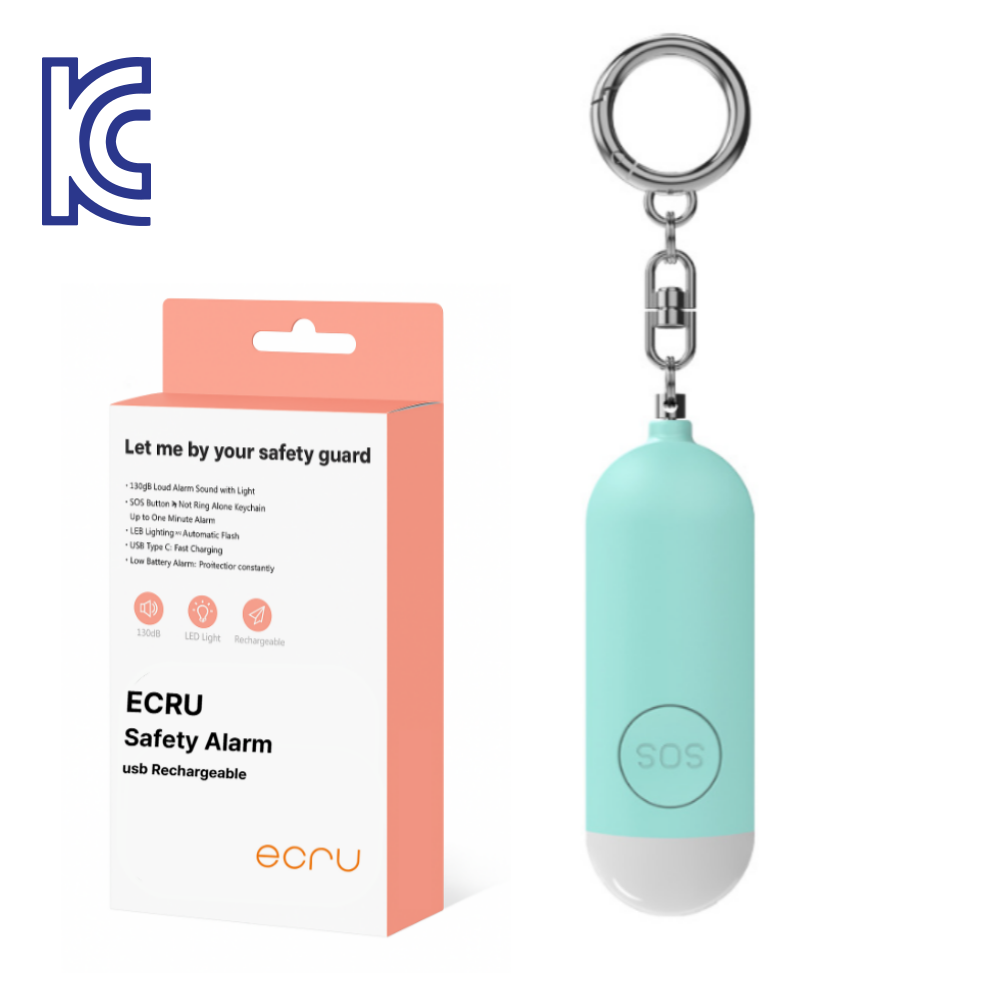 에크루 호신용 경보기 KC인증 획득, C타입 충전, 강력한 130데시벨., 1개, 민트 130데시벨 15,900원