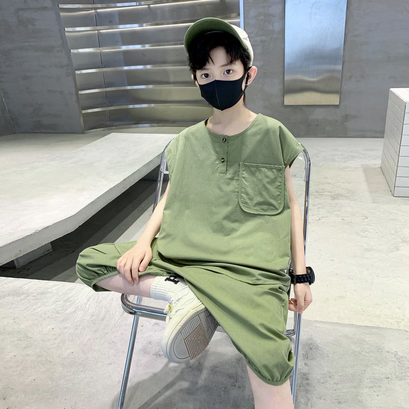 해피유통어린이 남아 여름 심플 반팔 세트 캐주얼 루즈핏 와이드팬츠14세 이상 XG03 33,340원