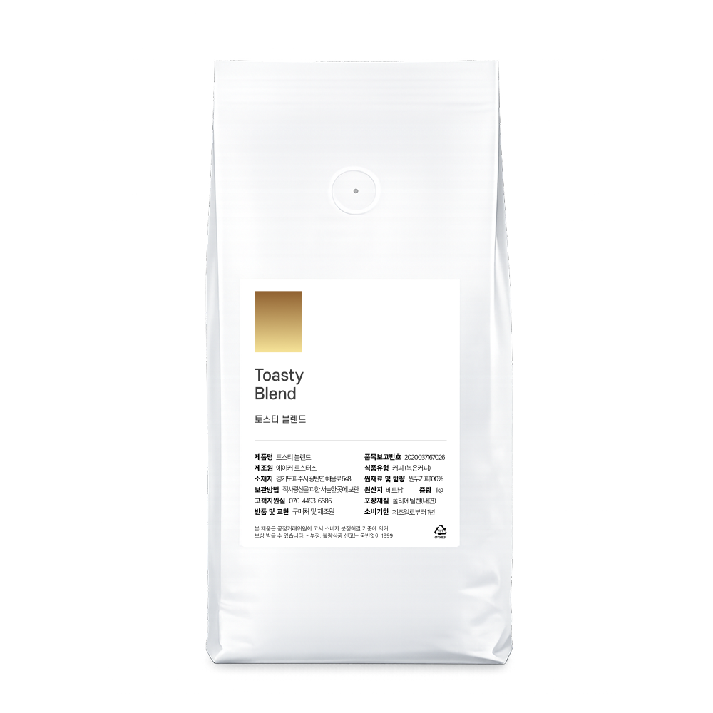 올데이커피 고소한 토스티 블렌드 원두 커피, 1개, 1kg, 홀빈(분쇄안함) 27,900원