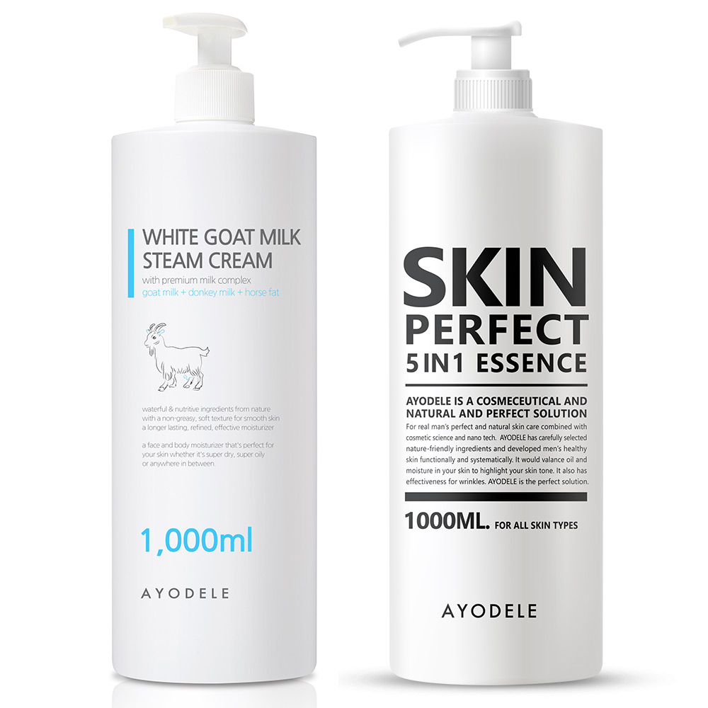 [한정판매] 아요델 건성피부 고보습 산양유크림 1000ml + 보습영양미백 남성올인원 에센스 크림 29,300원