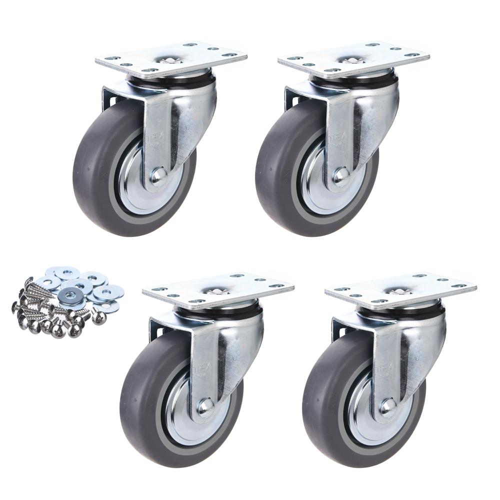 티렉스캐스터 회전 저소음 캐스터 바퀴 100mm P504S-4 4p + 와샤 16p + 십자볼트 16p, 1세트 22,600원