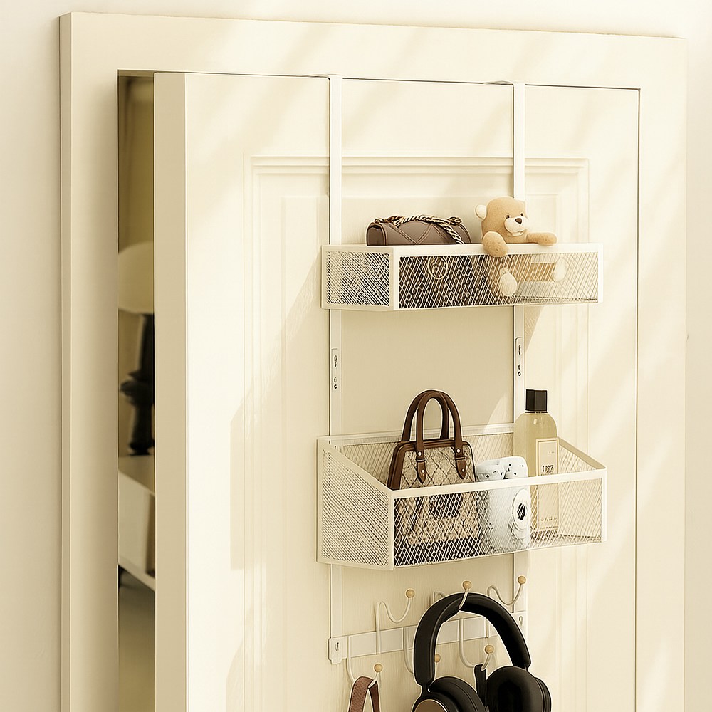 [문걸이 욕실] 무타공 다용도 수납 선반 2단 화장실 수건 행거 문뒤수납 21,900원