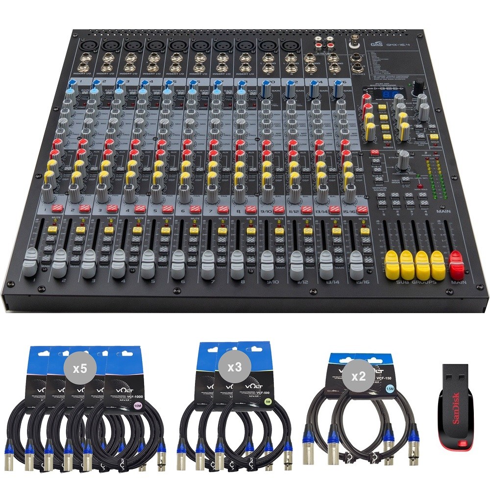 지앤에스 GMX-16.4 오디오믹서 16채널입력 10채널마이크 이펙터 USB연결 GMX164 GNS 1,130,000원