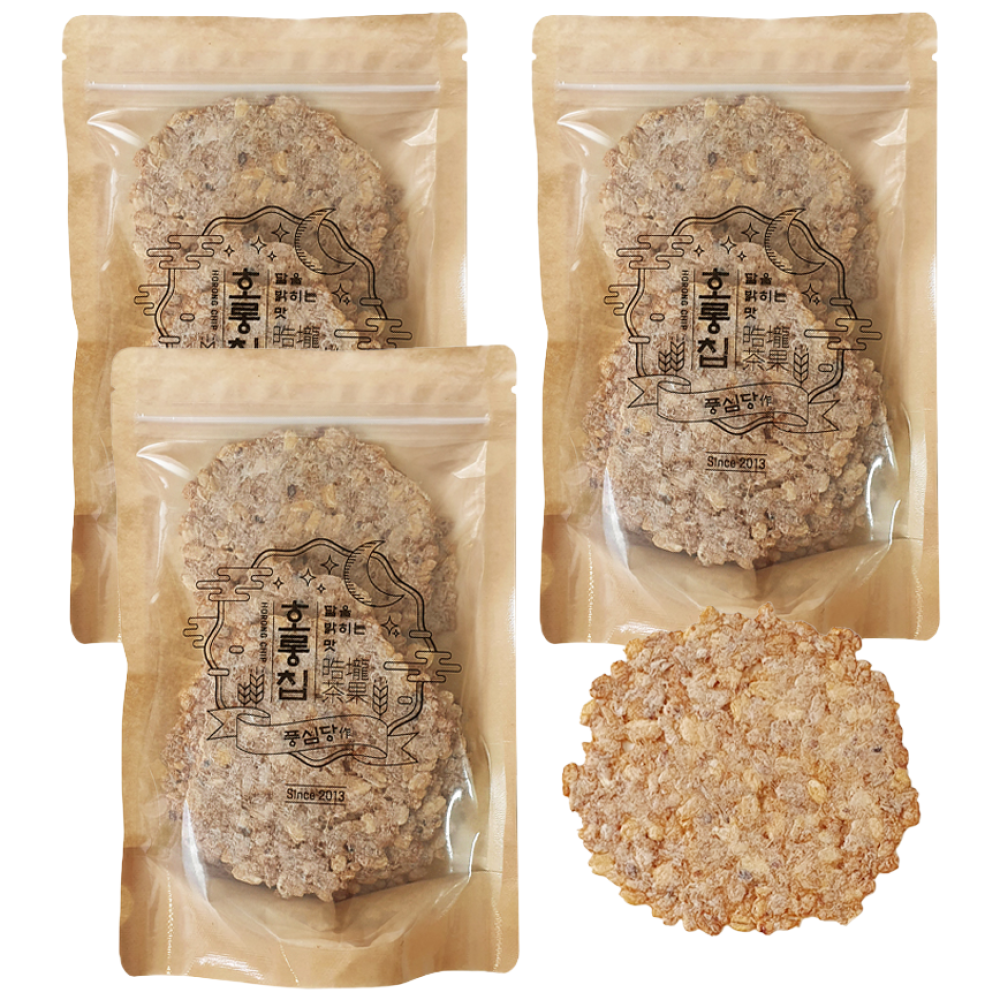 풍심당 호롱칩 국내산 현미 귀리 수수 보리 누룽지칩, 쌀 과자, 회사 간식, 저당간식, 건강간식, 3개, 100g 14,830원