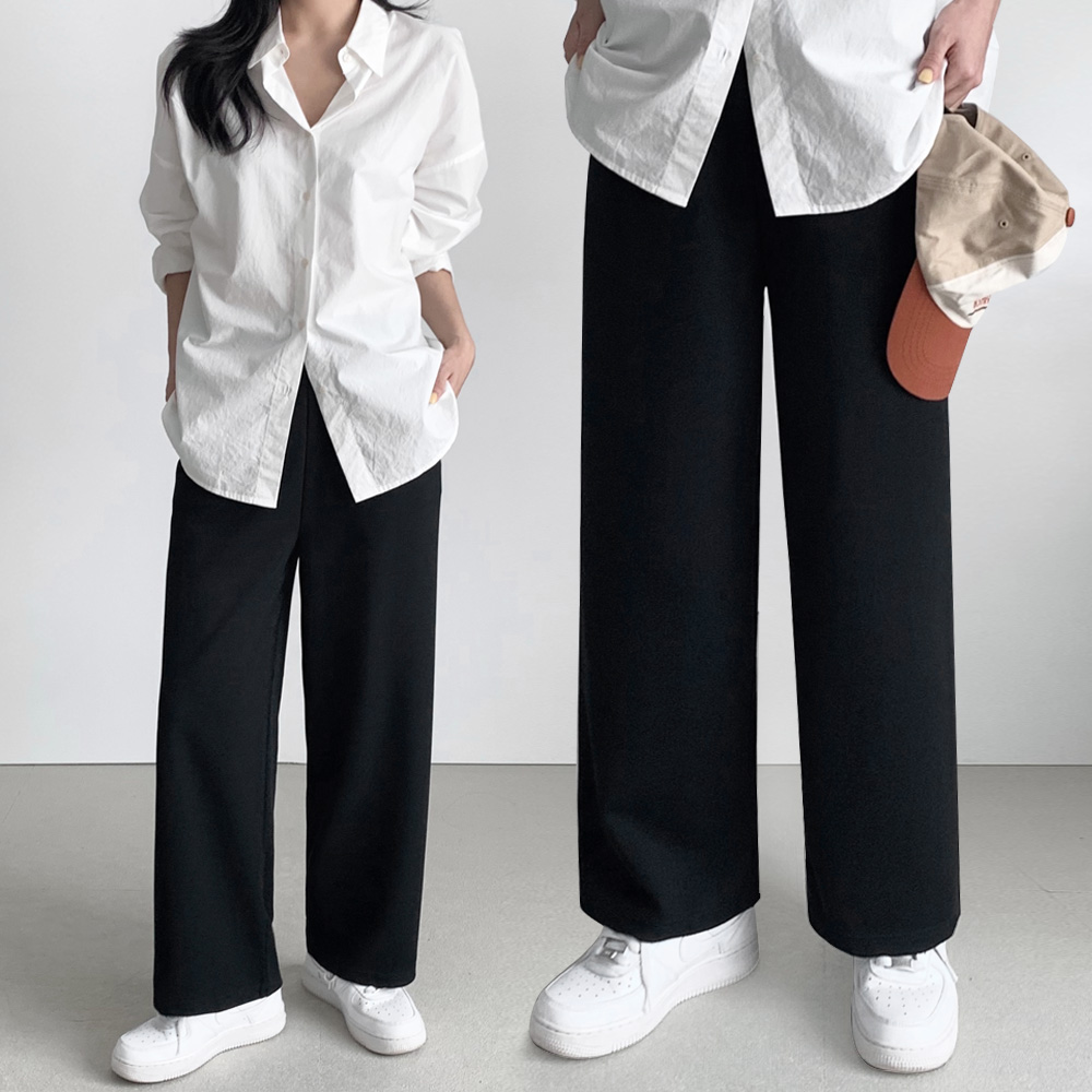 (1+1) 퍼스트클로 여성 빅사이즈 스판 밴딩 와이드 팬츠 슬랙스 바지 사계절용 2장 26,900원