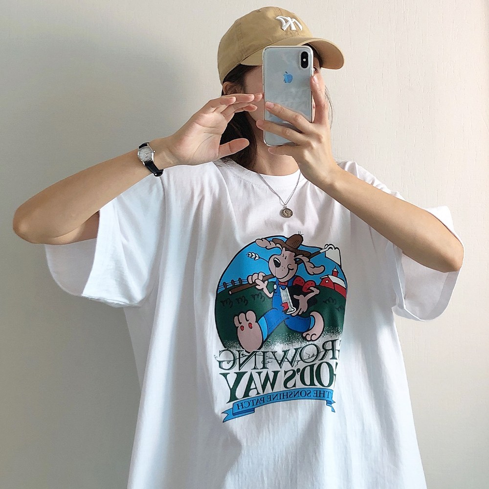 러브앤시티 국내생산 남녀공용 파머독 반팔티 오버핏 티셔츠 박스티 빅사이즈 11,000원