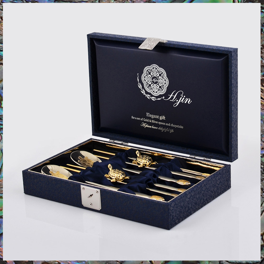 [H.jin NEW단청거북 티타늄금수저 골드] 금수저세트 외국인전통선물 VIP바이어기념품 창립기념일직원선물 남자친구부모님선물 상견례선물 고급답례품, 1개 103,000원