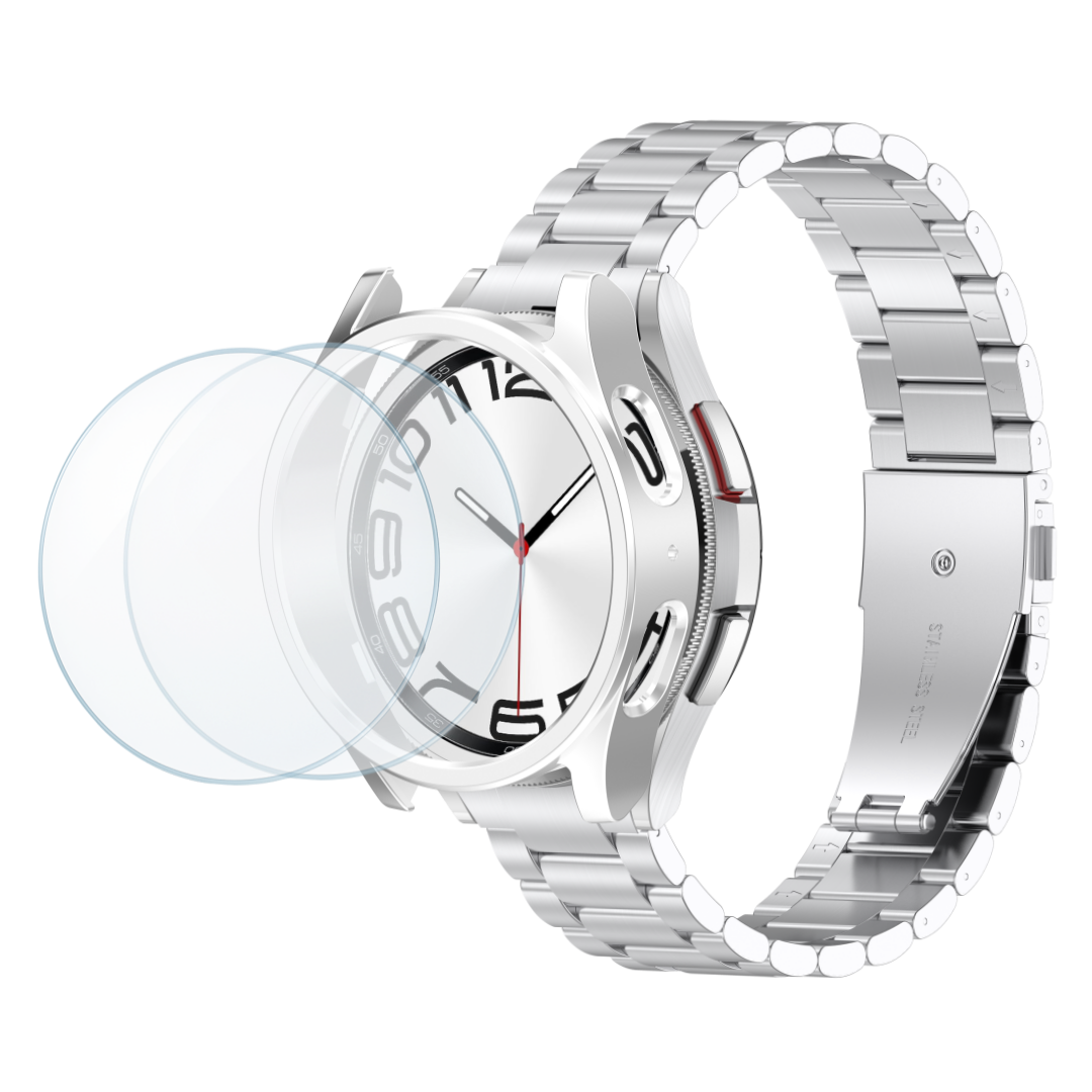 칸탐 갤럭시워치 6 클래식 메탈 스트랩 + 강화유리 필름 + 하드케이스 세트, 실버, 1개 20,800원
