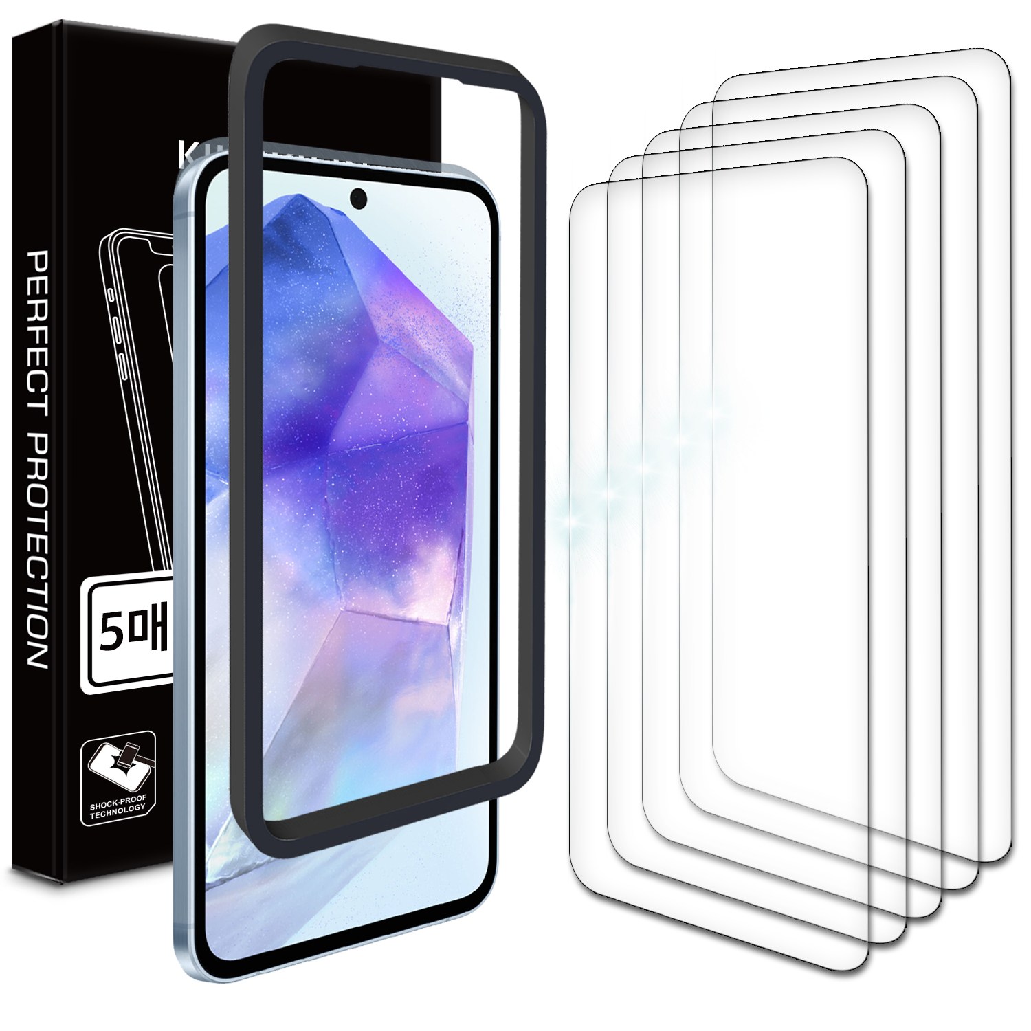 키큰기린 풀커버 투명 강화유리 액정 보호 필름 5매 + 부착 가이드 툴, 5개 19,900원