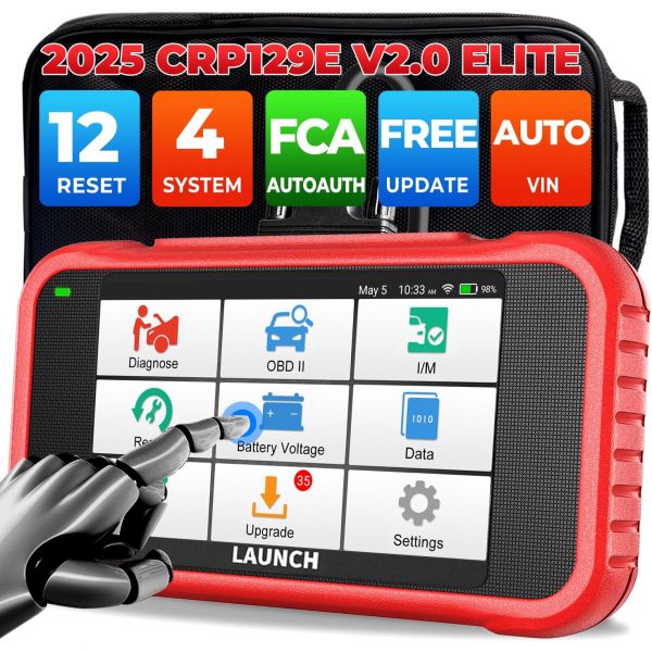 런치 CRP129E V2.0 2025 OBD2 스캐너 FCA AutoAuth 12회 리셋 오일/EPB/SAS/TPMS/BMS/인젝터 코딩 ABS 배수 SRS 변속기 엔진 코드 484,920원