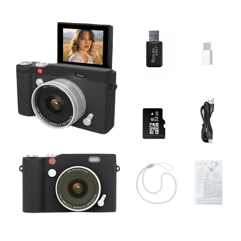 SMABAT 빈티지 디지털 카메라 Y2k 디지털 카메라 6400만 4K사진기 16배줌 SD카드 포함 27,500원