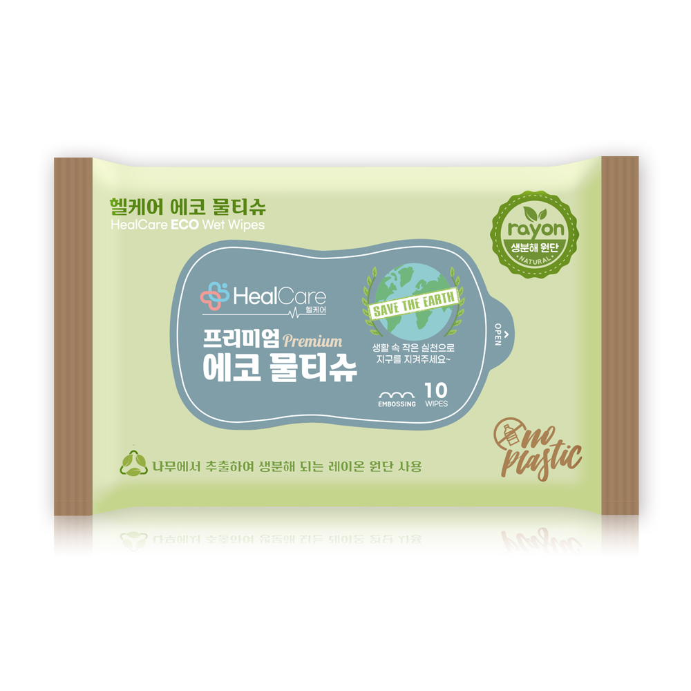 생분해 헬케어 프리미엄 에코 물티슈 레이온 100% 원단 아기물티슈, 1개, 10매 410원