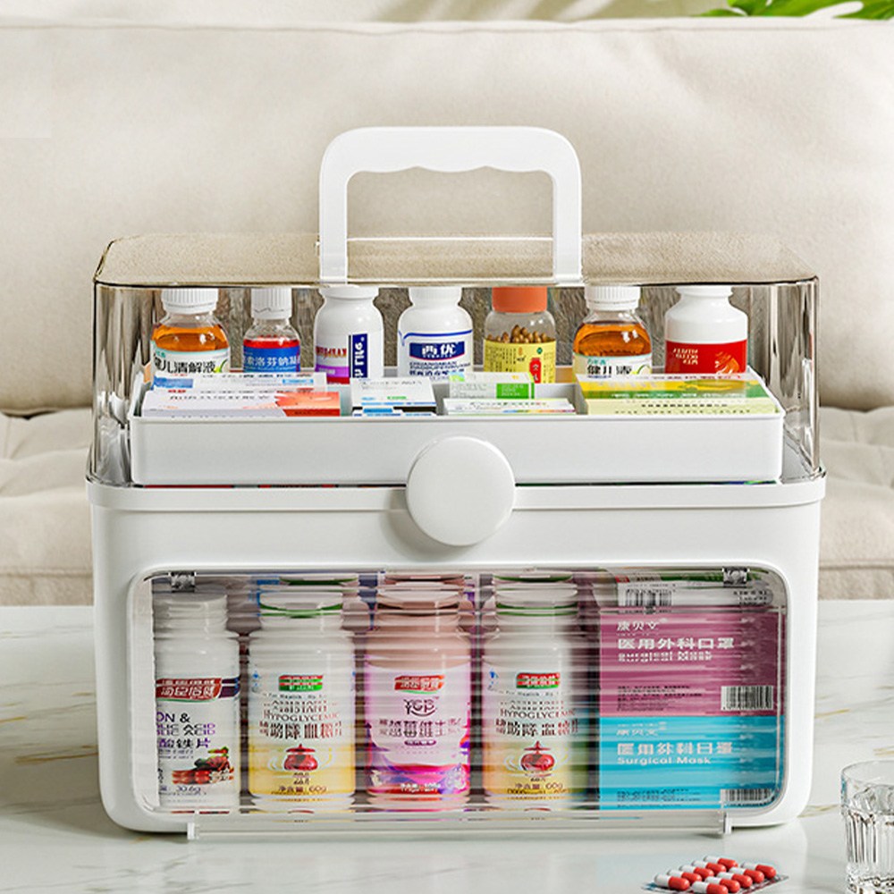 원쿡 가정용 구급상자 휴대용 구급함 케이스 세트 대형 3단 화이트, 1개 35,000원