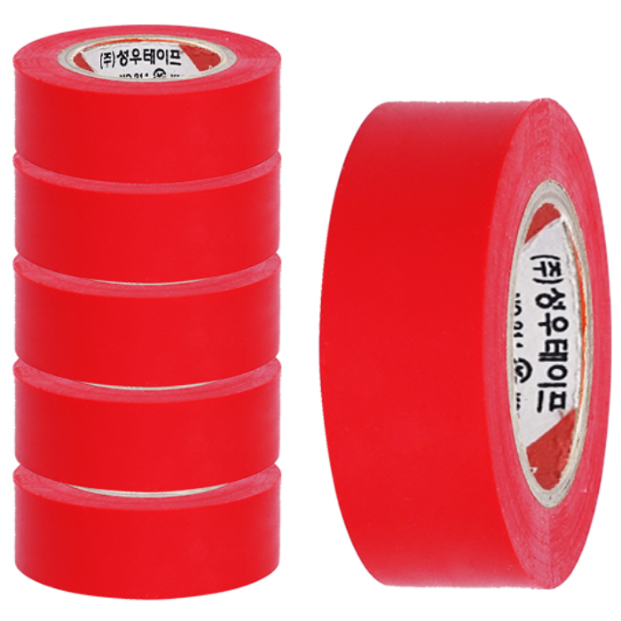 성우테이프 PVC 전기절연 테이프 1세트(레드), 6개 6,000원