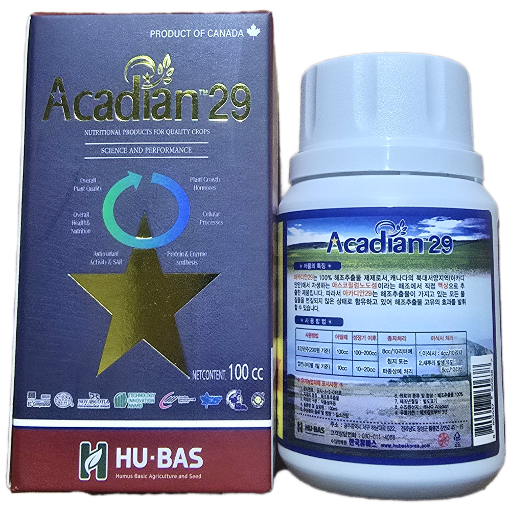 아카디안29 100ml 작물생육 해조추출물 아스코필럼노도섬 유기농업자재 영양제 휴바스 10,000원
