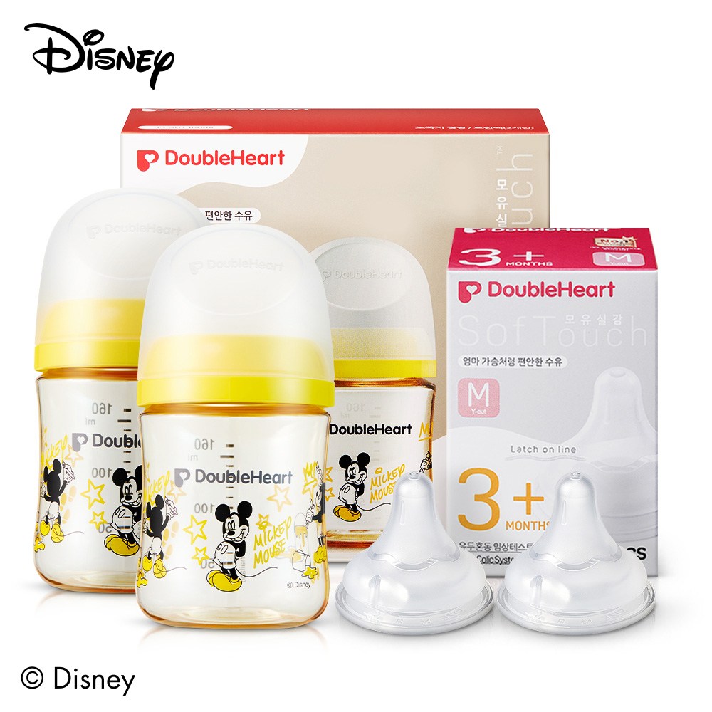 더블하트 모유실감 3세대 PPSU 디즈니 클래식 젖병 트윈팩(노꼭지)+젖꼭지2입, 1세트, 160ml, 미키+젖꼭지M 2입 42,900원