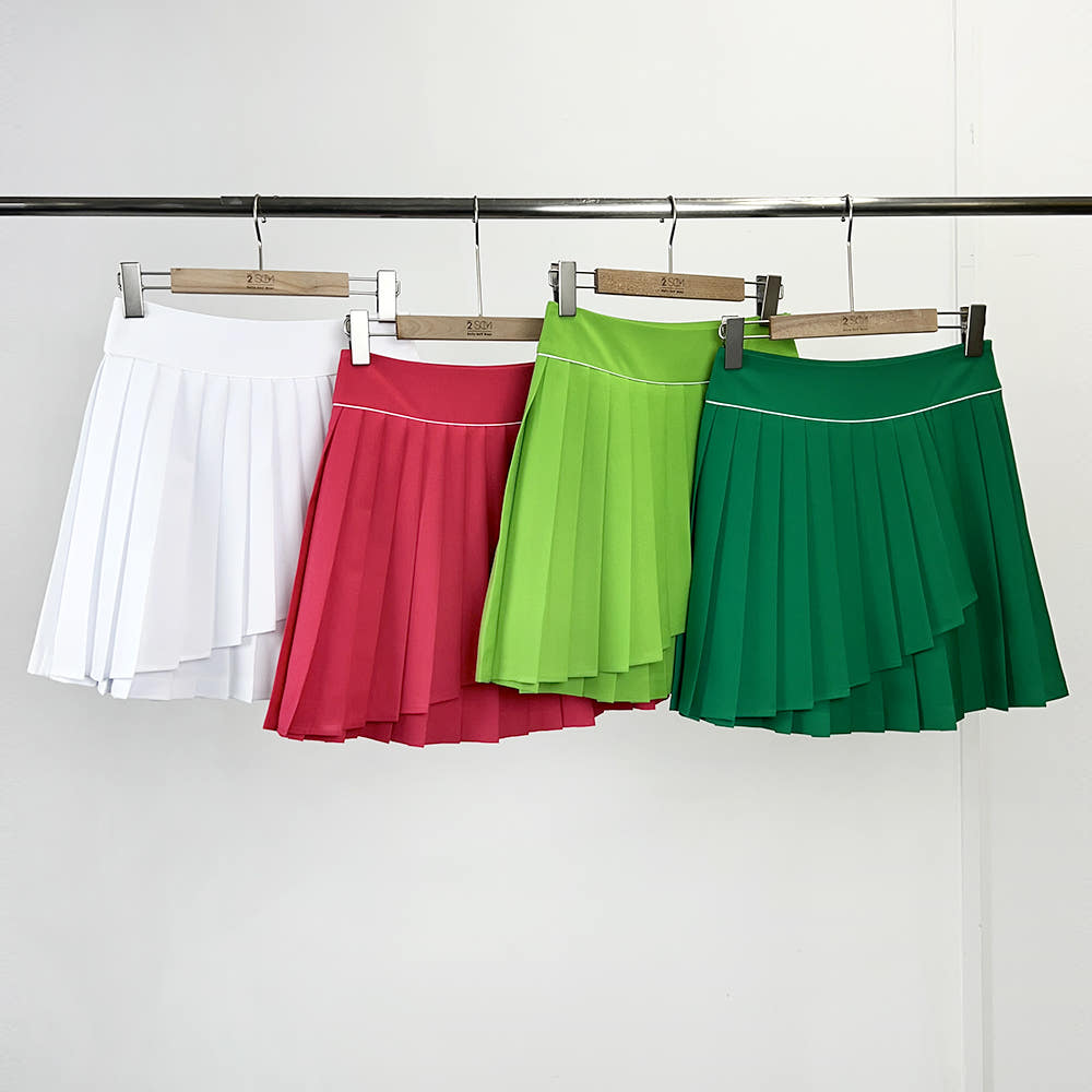 투솜 여자골프치마 여성골프스커트 라인 더블플리츠 골프스커트 주름 봄 여름 가을 빅사이즈 핫핑크 그린 연두 89,600원