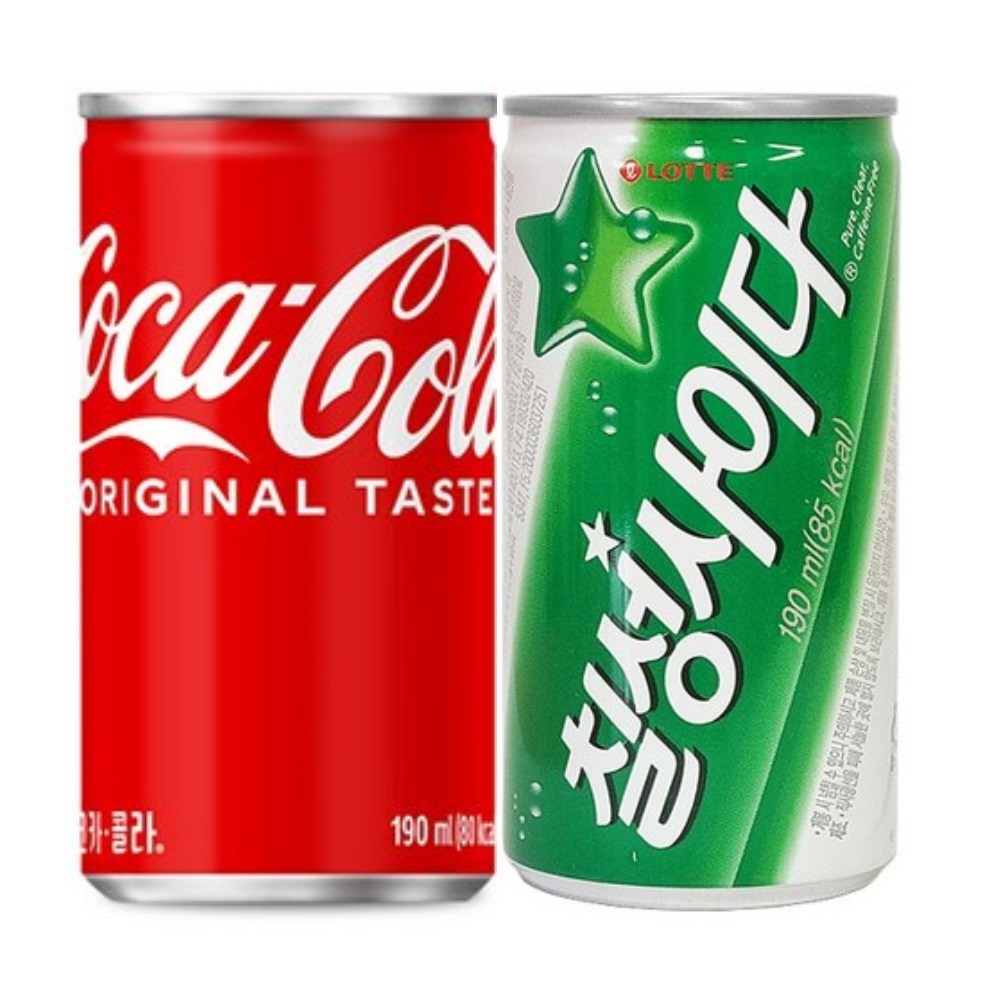 코카콜라 190ml + 칠성사이다 190ml  / 20캔 반반세트 13,600원