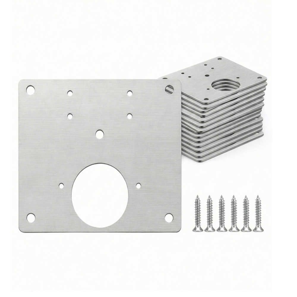 스테인리스 힌지 보강판 35mm 경첩 수리판 싱크대 문짝 보수 플레이트 경첩보강철판 5공형, 12개 10,100원