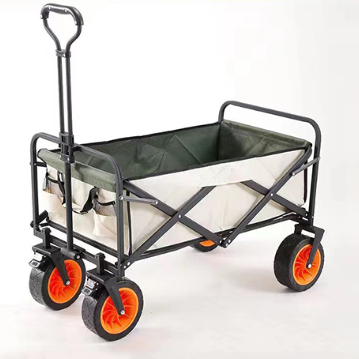 900D 특대형 투톤 폴딩 캠핑 웨건 카트, 1개, 8인치 베이지그린, 현재가 68,900원