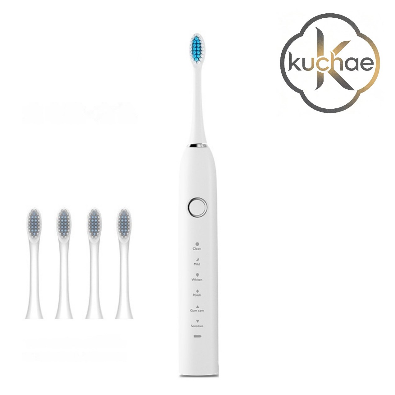 Kuchae 충전식 음파 스마트 전동칫솔+ 칫솔모4개, 1개, 화이트, XC-A8 24,900원
