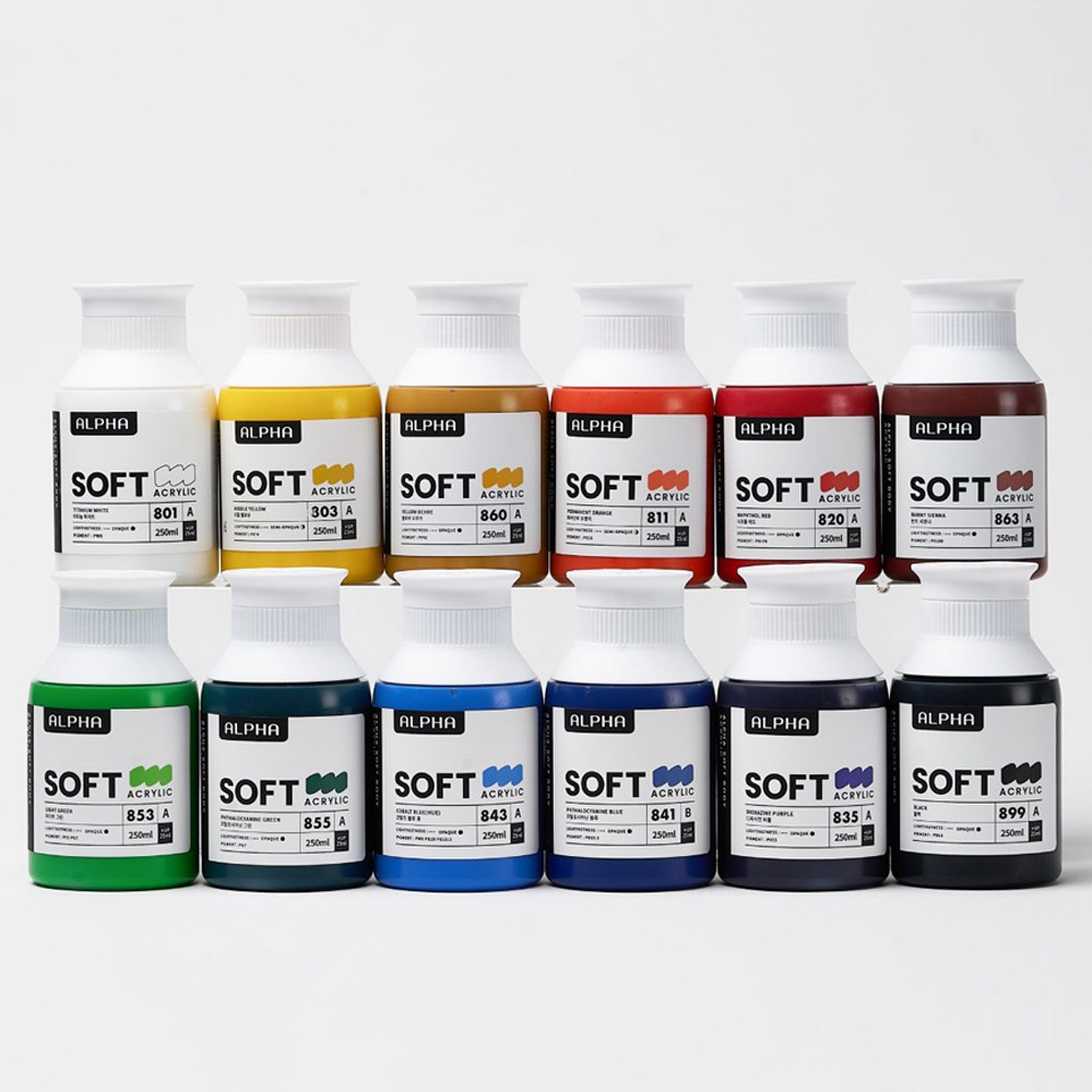 알파 소프트바디 아크릴 250ml 12색 A세트 (베이직세트), 세트 61,600원
