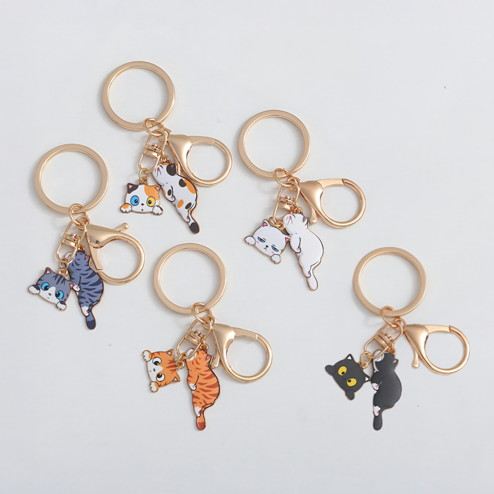 루미온 고양이 키링 5종 세트 귀여운 데일리 열쇠고리 가방 자동차키 인테리어 포인트 소품, 1세트, 화이트+블랙+삼색+치즈태비+고등어태비 12,900원