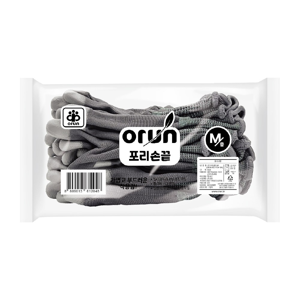 [오런장갑] 오런 포리 손끝 PU코팅장갑, 10켤레, 대(L), 회색, 10개 43,920원