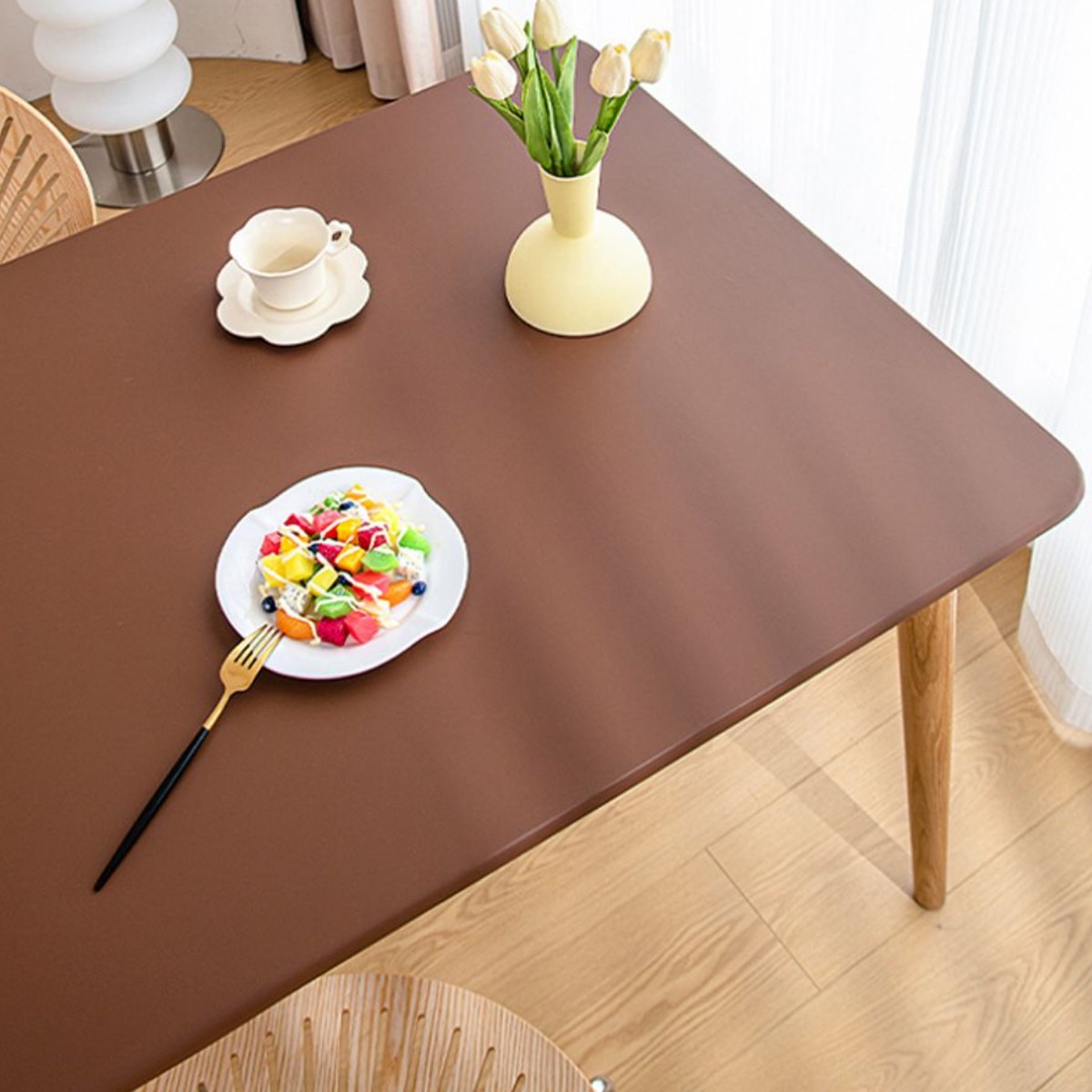 아이레노 탄력 가죽 방수 식탁보 생활방수 표면 처리 식탁 보호 가정용 다이닝 테이블, 80x120, 딥브라운, 1개 28,000원
