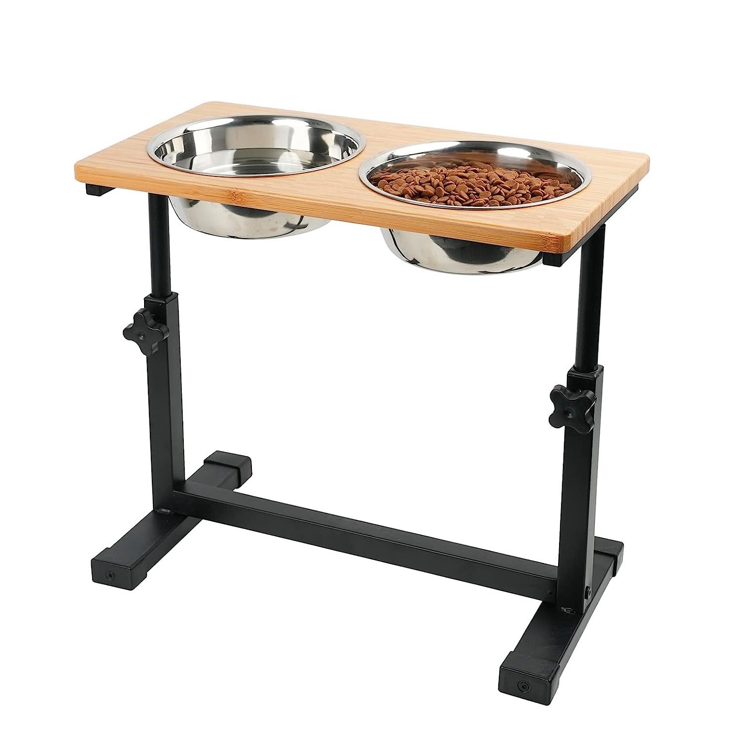 대형견밥그릇 강아지밥그릇 고양이밥그릇 물그릇 튼튼한 원목 대형견식탁 중형견식기 강아자높이조절식탁 대형견 급체방지 식기 스텐그릇2개포함 반려견식기 개밥그릇, 블랙프레임, 1개 28,300원