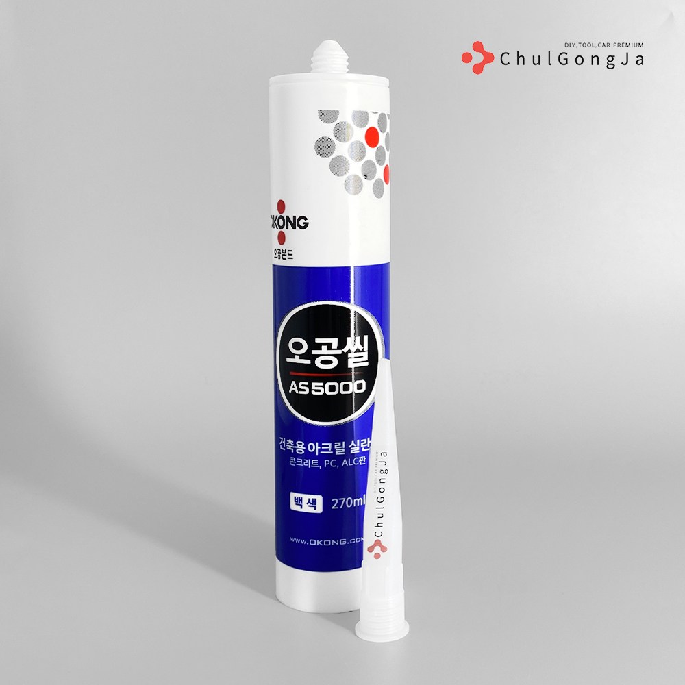 철공자 오공 수성 실리콘 + 노즐 오공씰 AS5000 도배 콘크리트 지물 벽지 벽면 시공, 1세트 3,700원